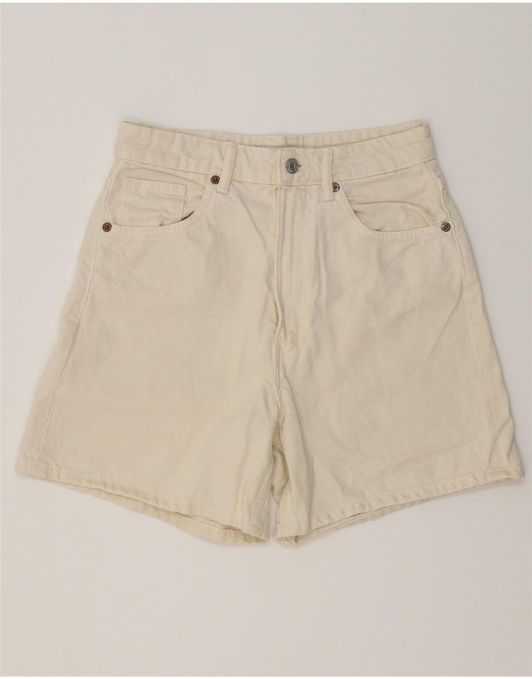 Pantaloncini di jeans da donna Zara EU 38 piccoli W28 cotone bianco sporco