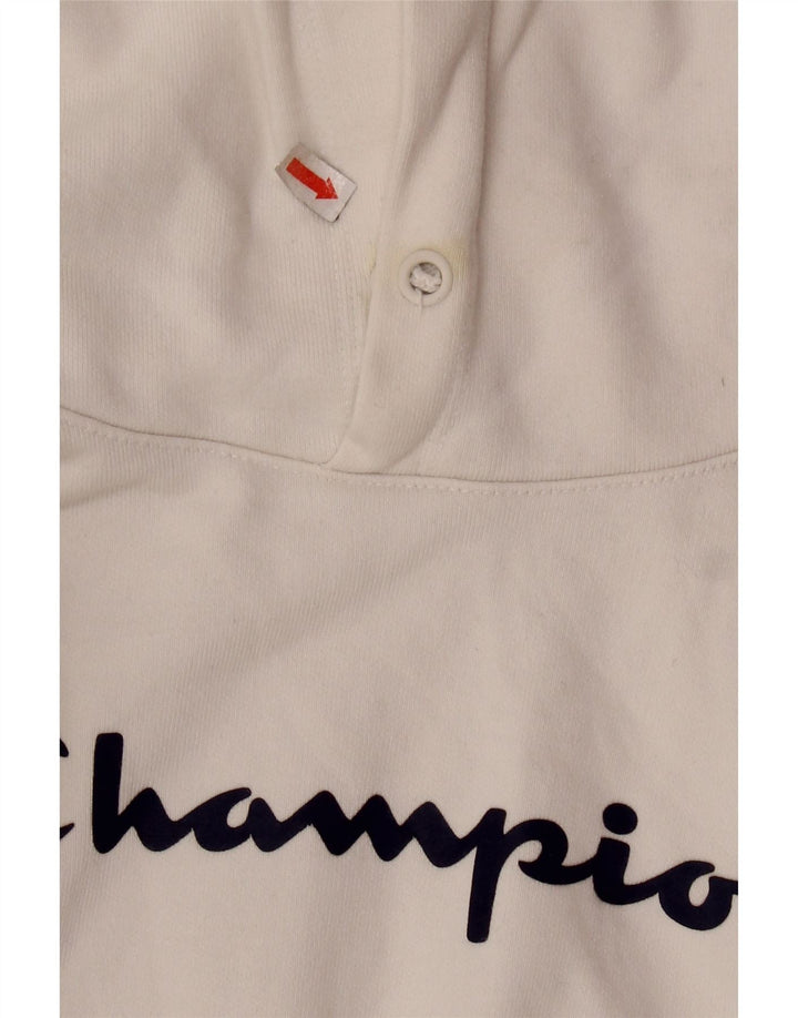 Maglione con cappuccio a maniche corte con grafica corta da donna CHAMPION UK 10 piccolo bianco