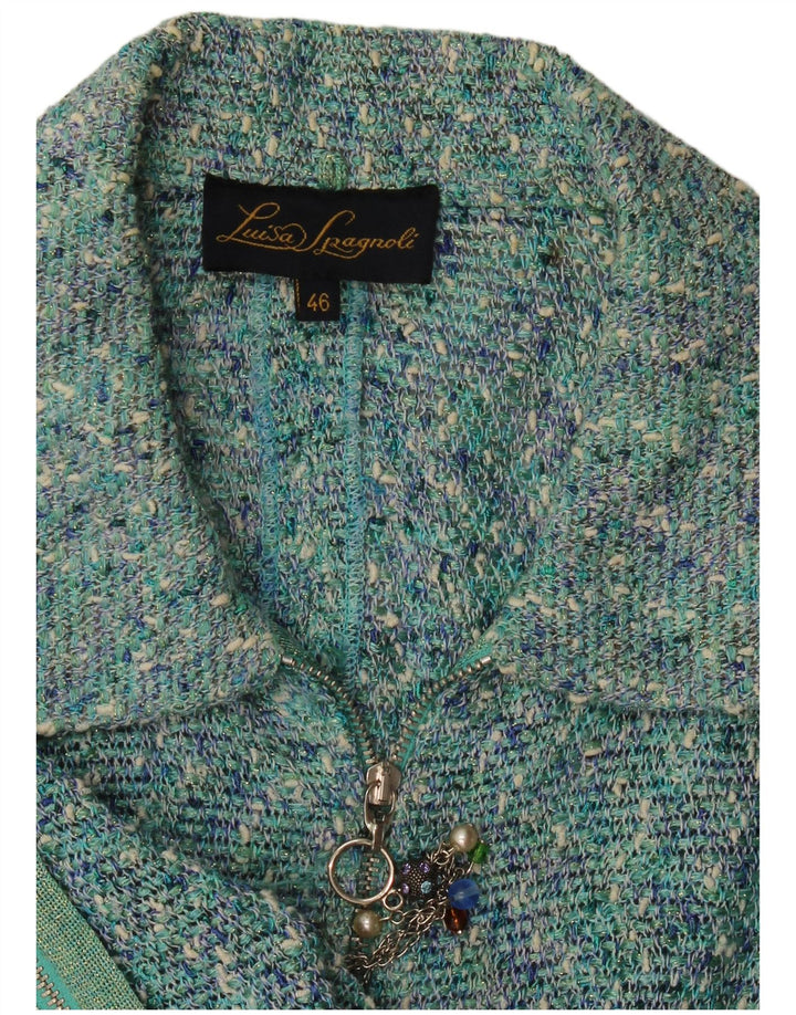 Giacca blazer da donna con zip intera Luisa Spagnoli IT 46 Large Blue Flecked