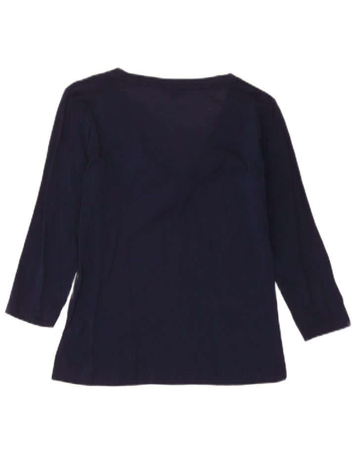 Massimo Dutti Camicetta da donna con maniche a 3/4 Top UK 12 Medio Blu Navy