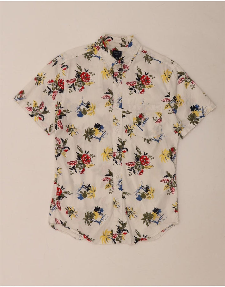 J. CREW Camicia da uomo a maniche corte Flex piccola in cotone floreale bianco