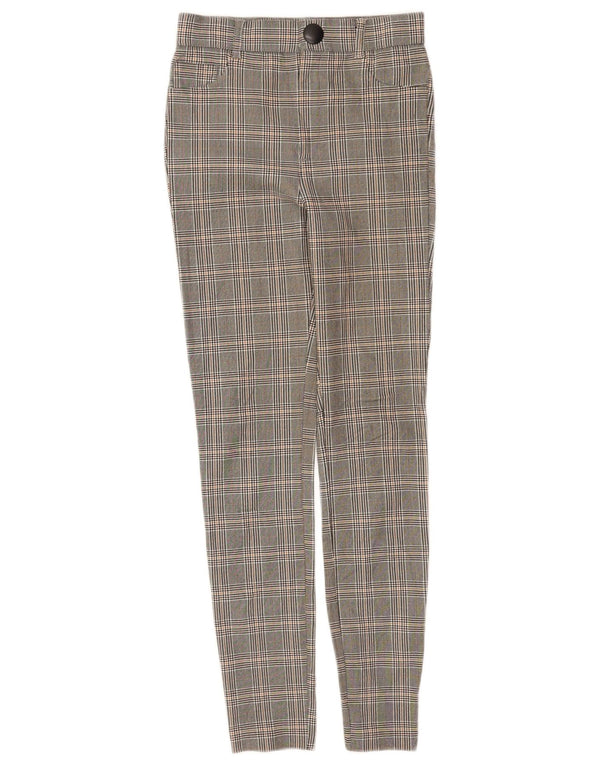Pantaloni skinny casual da donna Zara XS W24 L28 viscosa a quadri grigi
