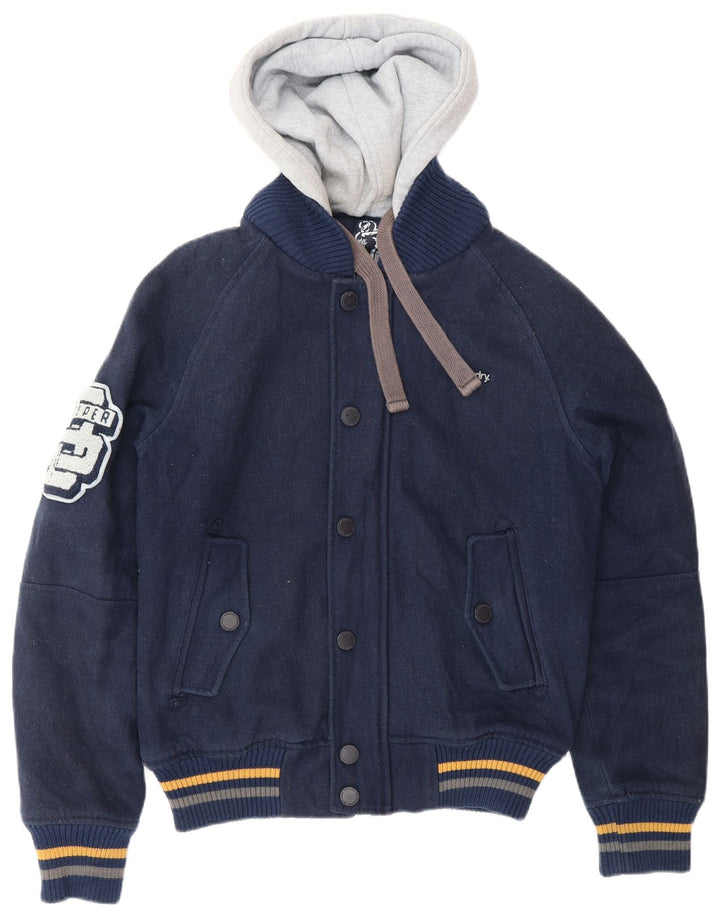 Giacca college grafica da uomo SUPERDRY UK 38 blocco colore blu navy medio