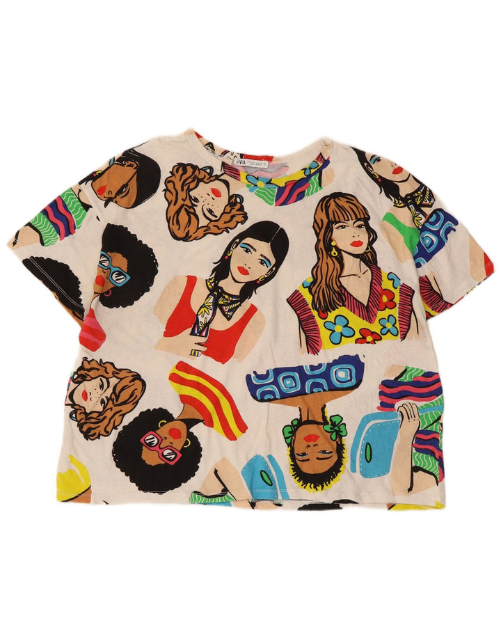 T-shirt grafica da donna Zara Top UK 16 grande bianca
