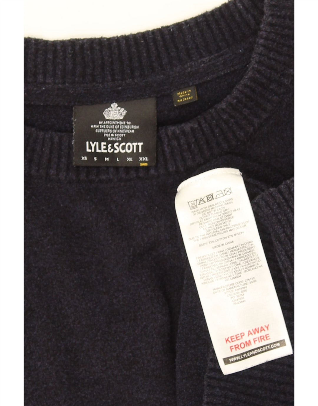 Maglione maglione girocollo da uomo LYLE & SCOTT 2XL cotone blu navy