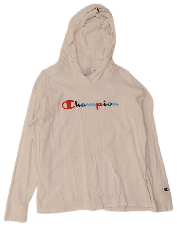 Top grafico da donna con cappuccio a maniche lunghe Champion da donna UK 16 Large Bianco