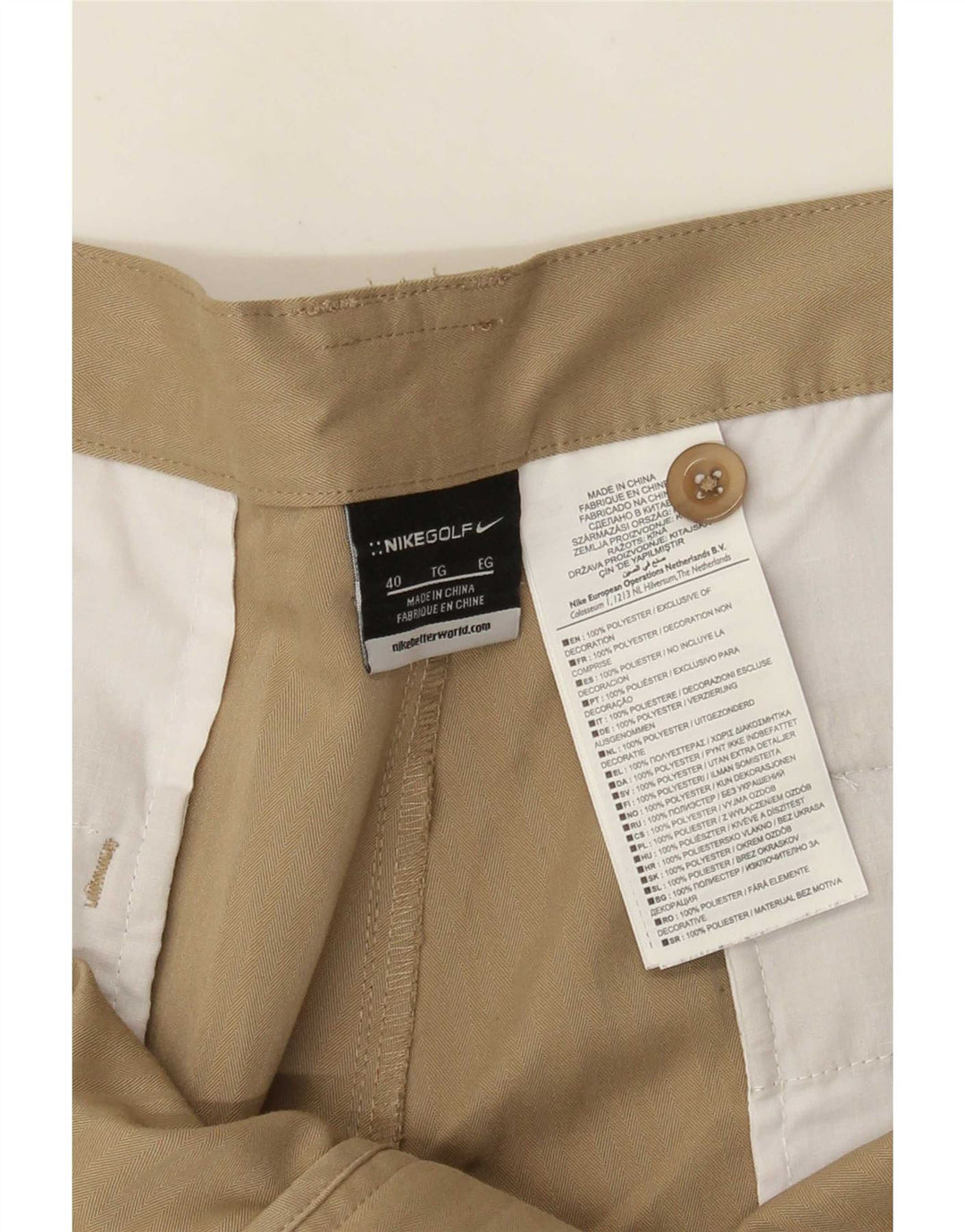 Pantaloncini chino da uomo Nike W40 XL poliestere beige