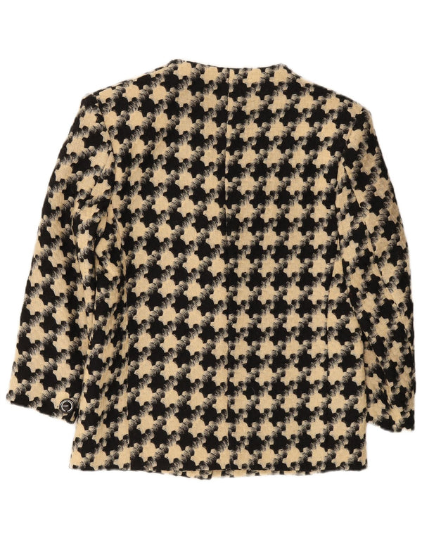 Vintage Womens 1 Button Blazer Jacket UK 16 Large Black Houndstooth