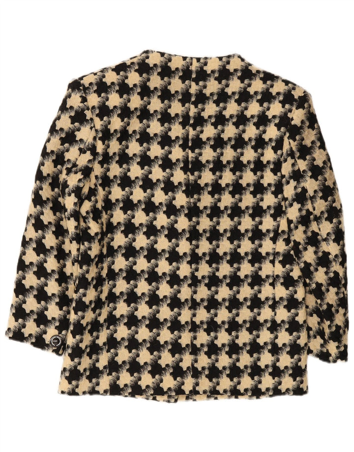Giacca blazer vintage da donna a 1 bottone UK 16 grande pied de poule nero