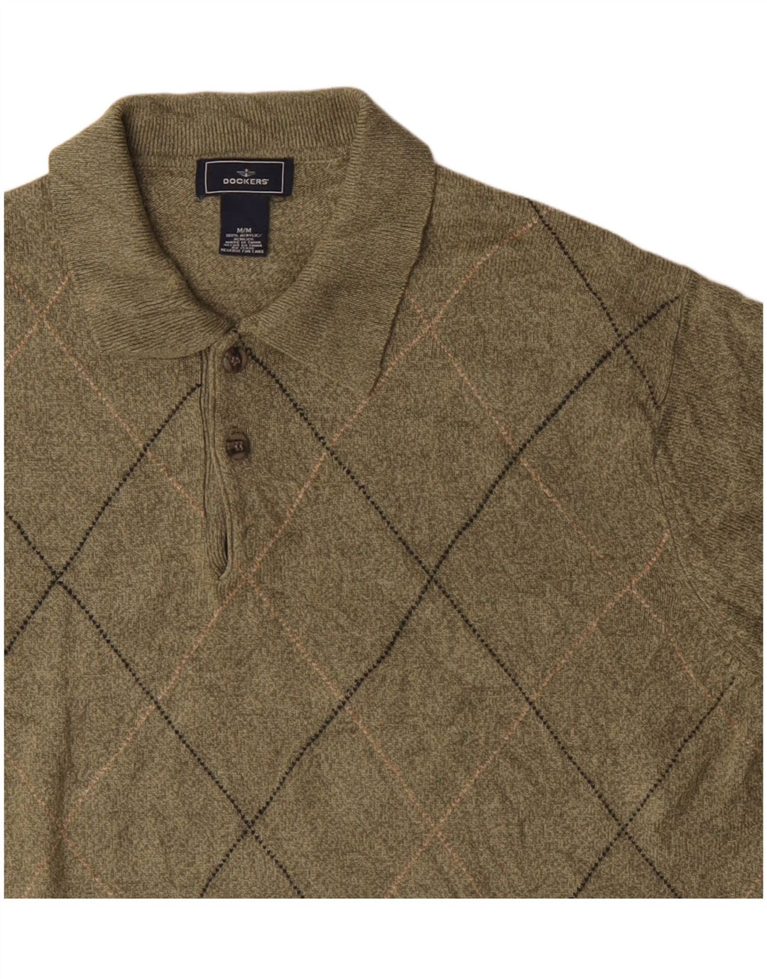 Maglione da uomo con collo alto Dockers, colore kaki medio, a rombi/acrilico con diamanti