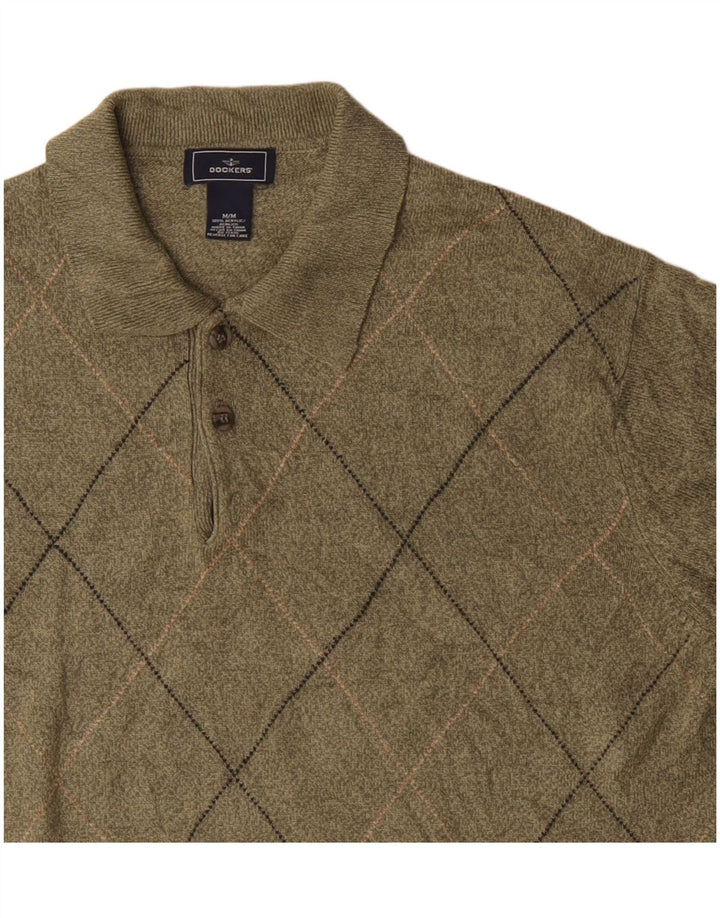 Maglione da uomo con collo alto Dockers, colore kaki medio, a rombi/acrilico con diamanti