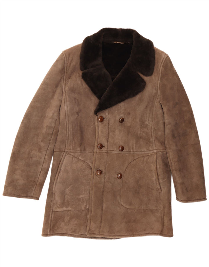 Cappotto doppiopetto in shearling da uomo Scout UK 38 Shearling marrone medio