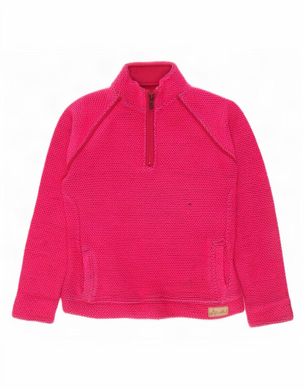 Felpa da donna con collo con zip Weird Fish, maglione UK 10, piccolo cotone rosa
