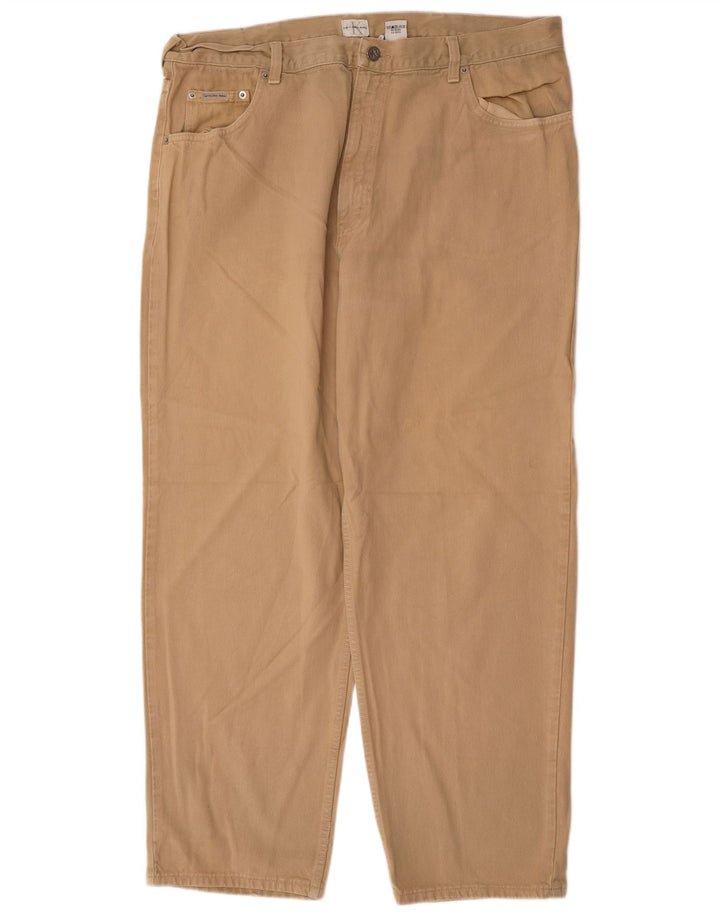 CALVIN KLEIN Pantaloni casual dritti da uomo W40 L30 Cotone Beige