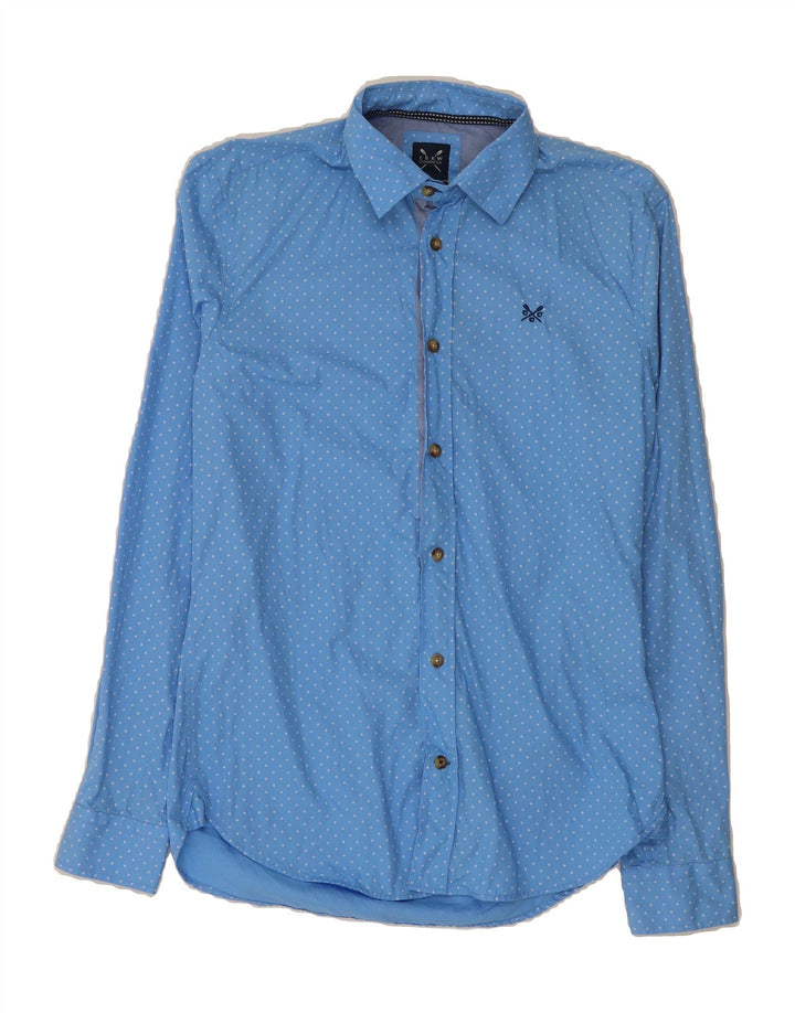 CREW CLOTHING Mens Slim Fit Shirt Small Blue Argyle/Diamond Cotton Vintage Crew Clothing and Second-Hand Crew Clothing from Messina Hembry 