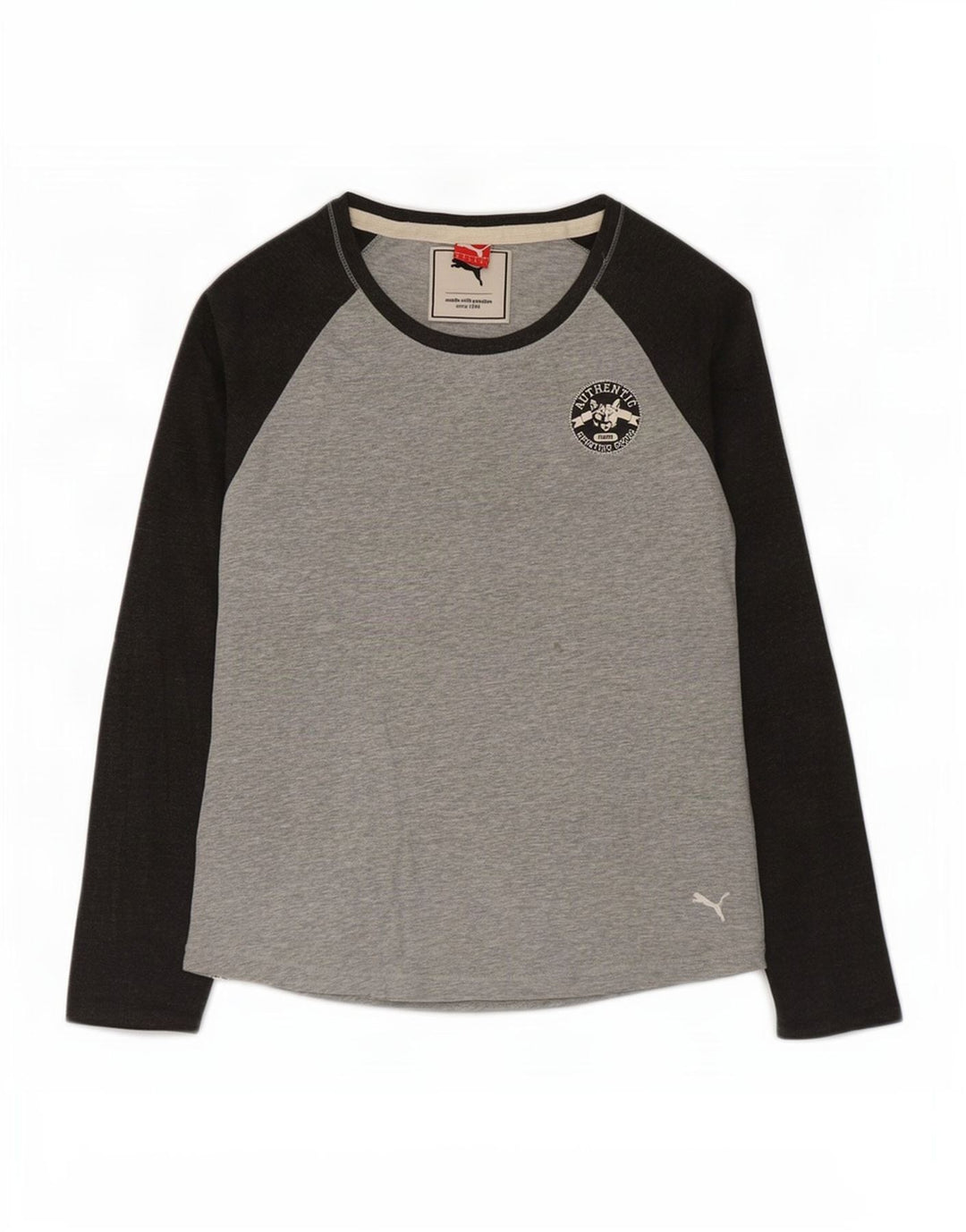 Maglia a maniche lunghe da donna Puma UK 12 Cotone color block grigio medio