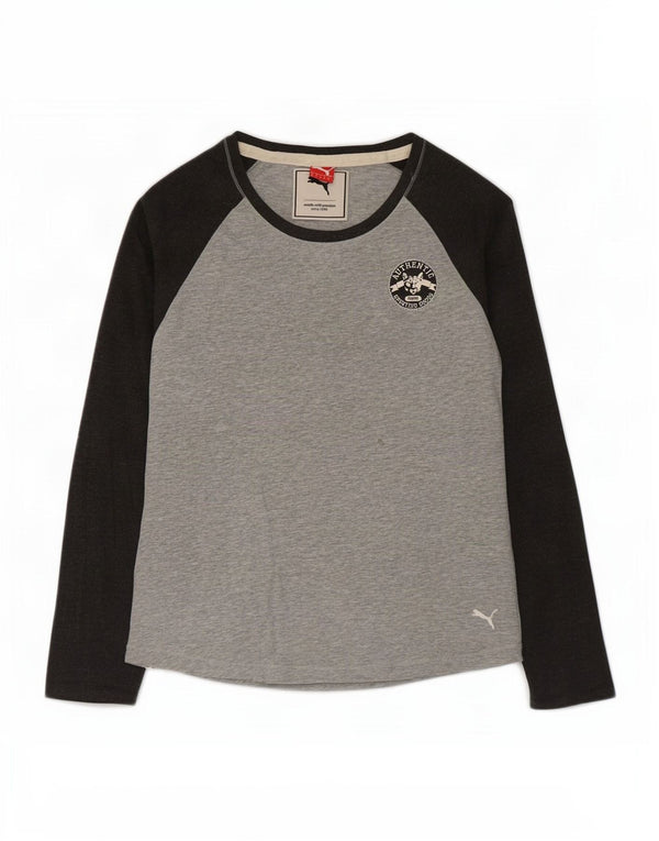 Maglia a maniche lunghe da donna Puma UK 12 Cotone color block grigio medio