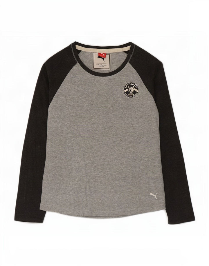 Maglia a maniche lunghe da donna Puma UK 12 Cotone color block grigio medio