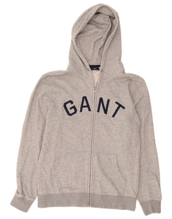Gant Maglione con cappuccio e zip grafica da uomo di grandi dimensioni in cotone chiazzato grigio