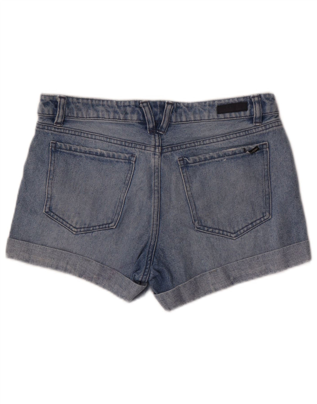 Pantaloncini in denim effetto invecchiato da donna Volcom Boyfriend Fit W28 cotone blu medio