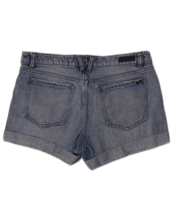 Volcom Womens Boyfriend Fit Distressed Denim Shorts W28 Medium Blue Cotton