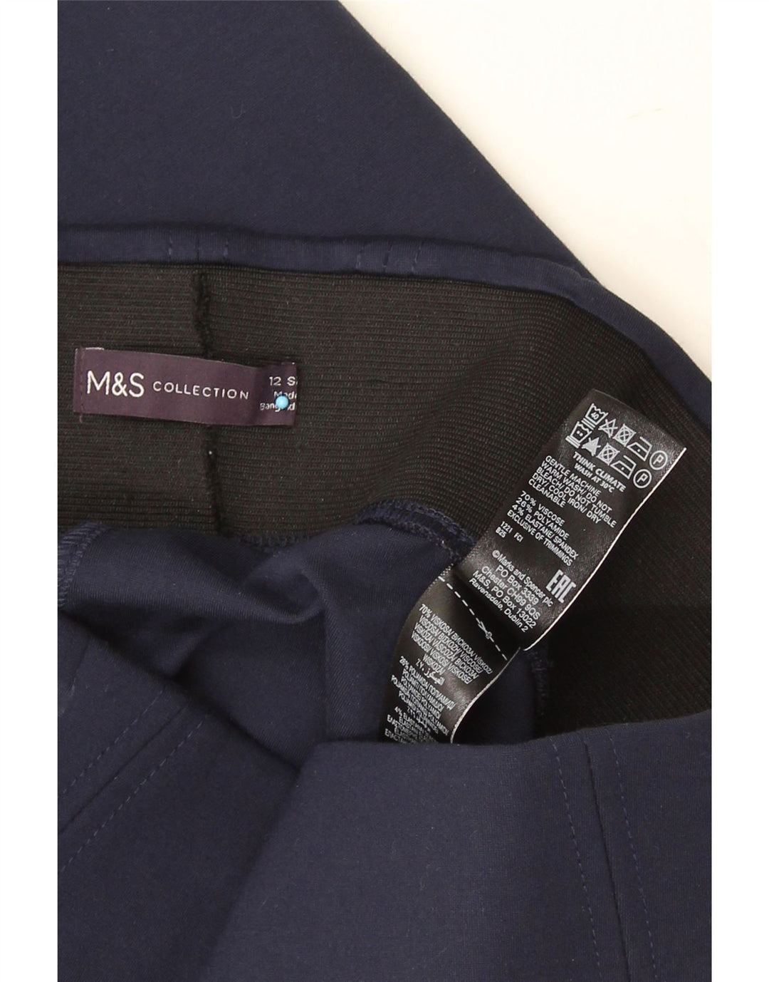 Leggings corti da donna Marks & Spencer UK 12 viscosa blu navy medio