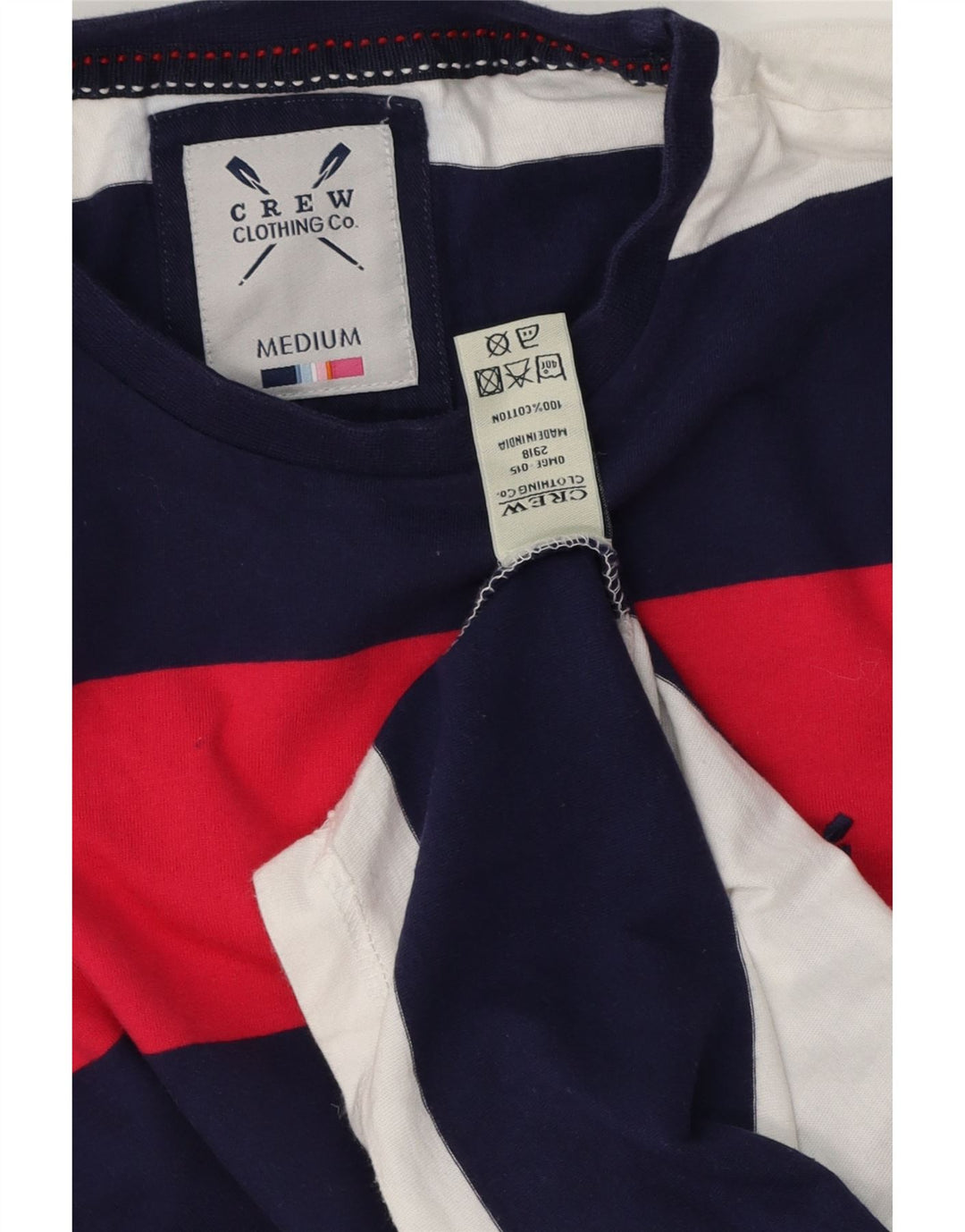 Crew Clothing T-shirt da uomo Top in cotone a righe multicolori medie
