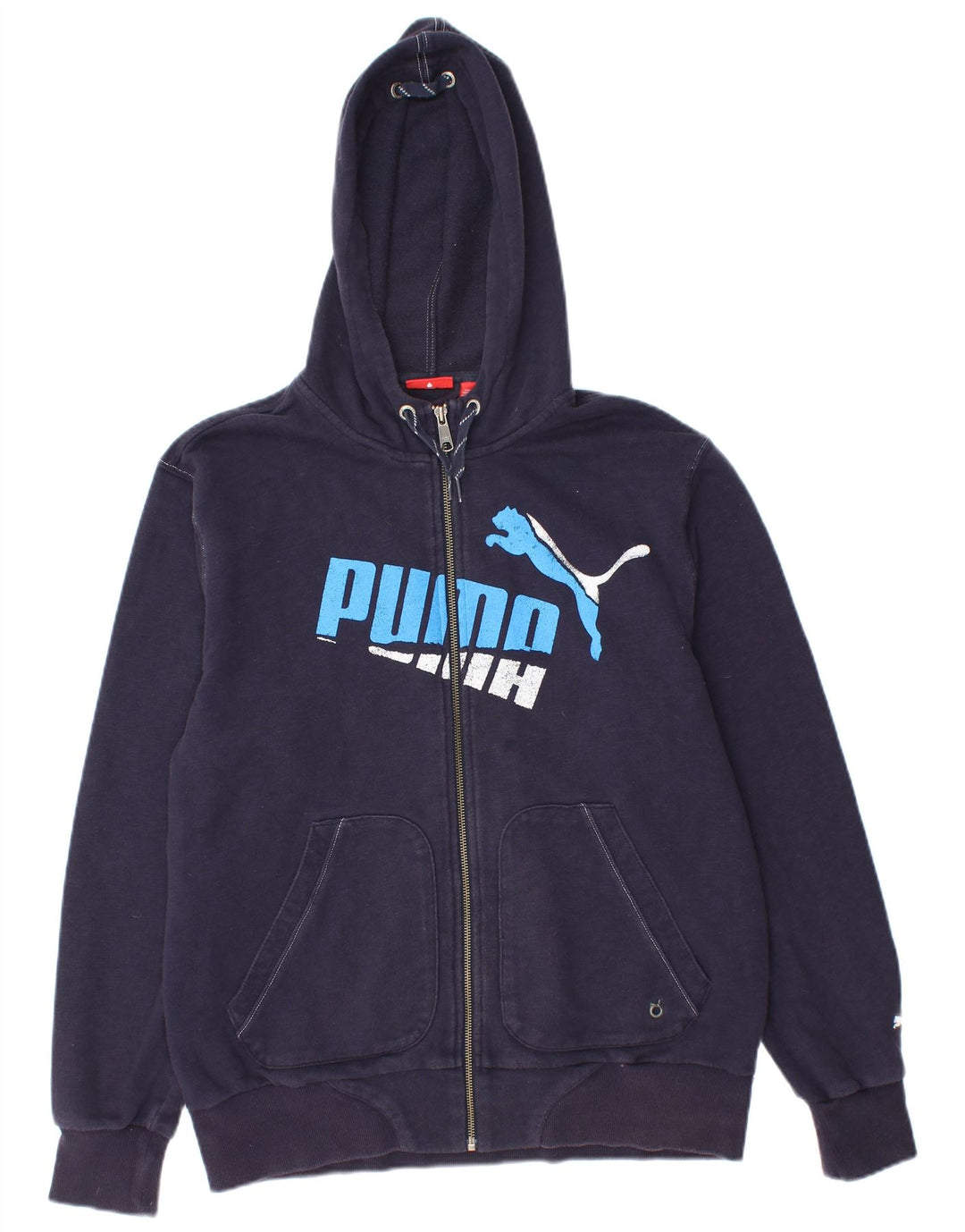 Felpa con cappuccio e zip grafica PUMA da uomo blu navy medio