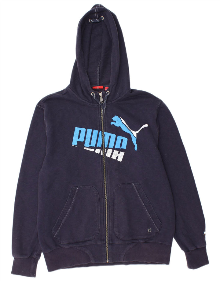 Felpa con cappuccio e zip grafica PUMA da uomo blu navy medio