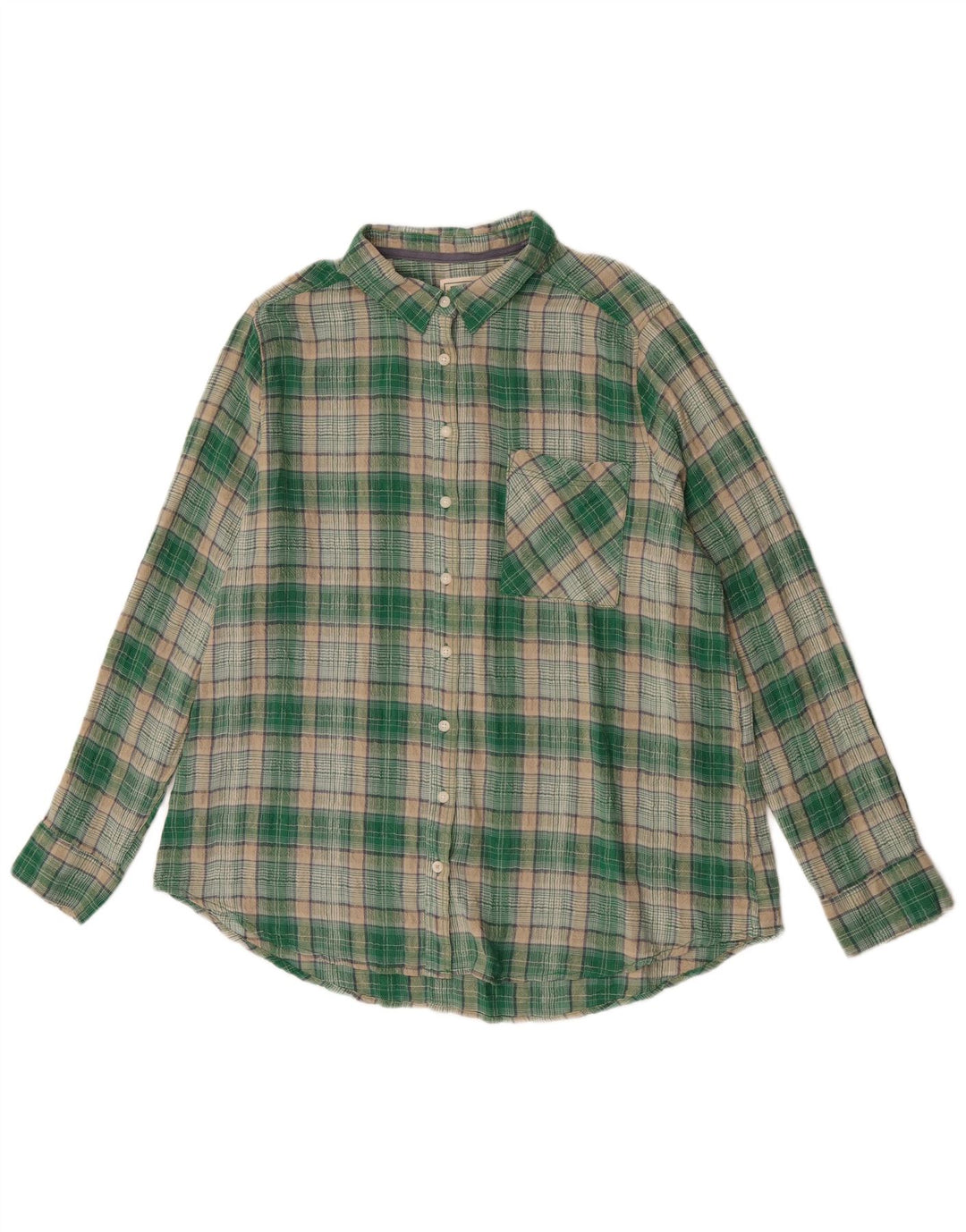 Camicia di flanella da donna Fat Face UK 16 Cotone a quadri verdi grandi