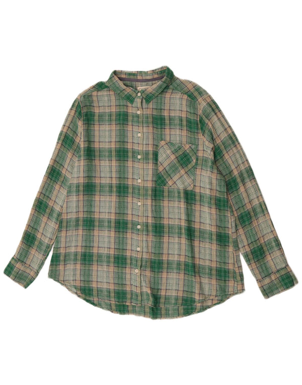 Camicia di flanella da donna Fat Face UK 16 Cotone a quadri verdi grandi