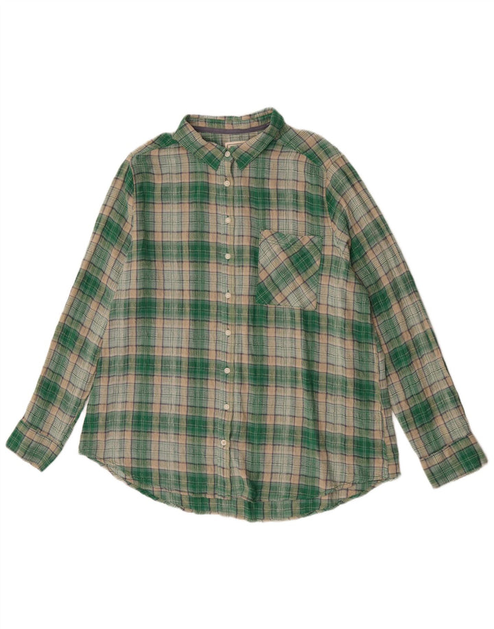 Camicia di flanella da donna Fat Face UK 16 Cotone a quadri verdi grandi