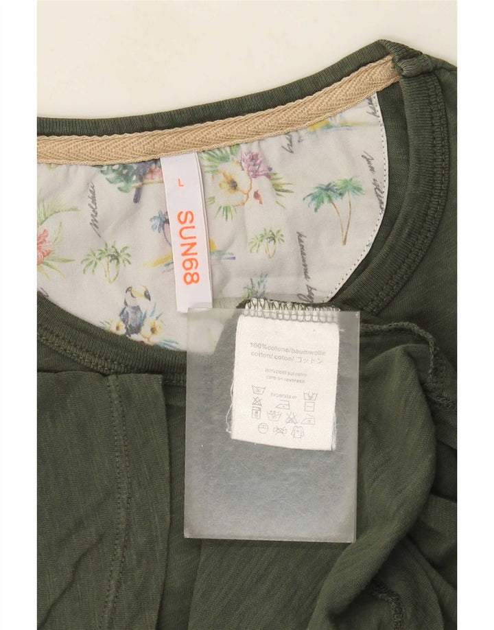 T-shirt da uomo Sun68 Top grande in cotone kaki