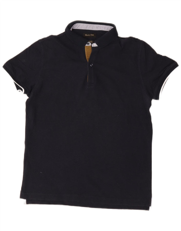 Polo da uomo vestibilità casual Massimo Dutti in cotone blu navy medio