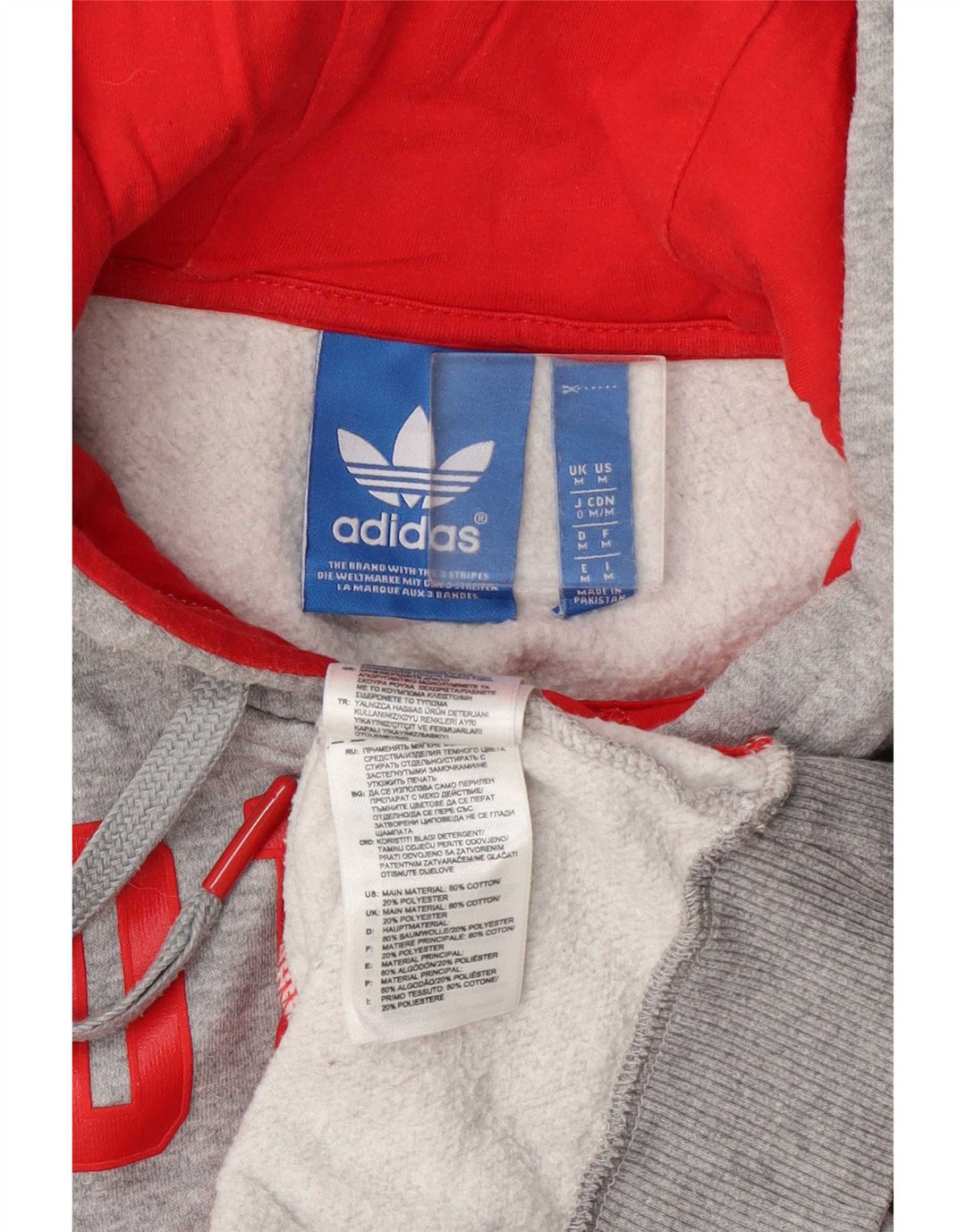 Maglione con cappuccio e zip grafica Adidas da uomo in cotone chiazzato grigio medio