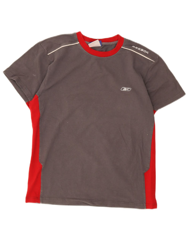 T-shirt Reebok da uomo Top Large in cotone color block grigio