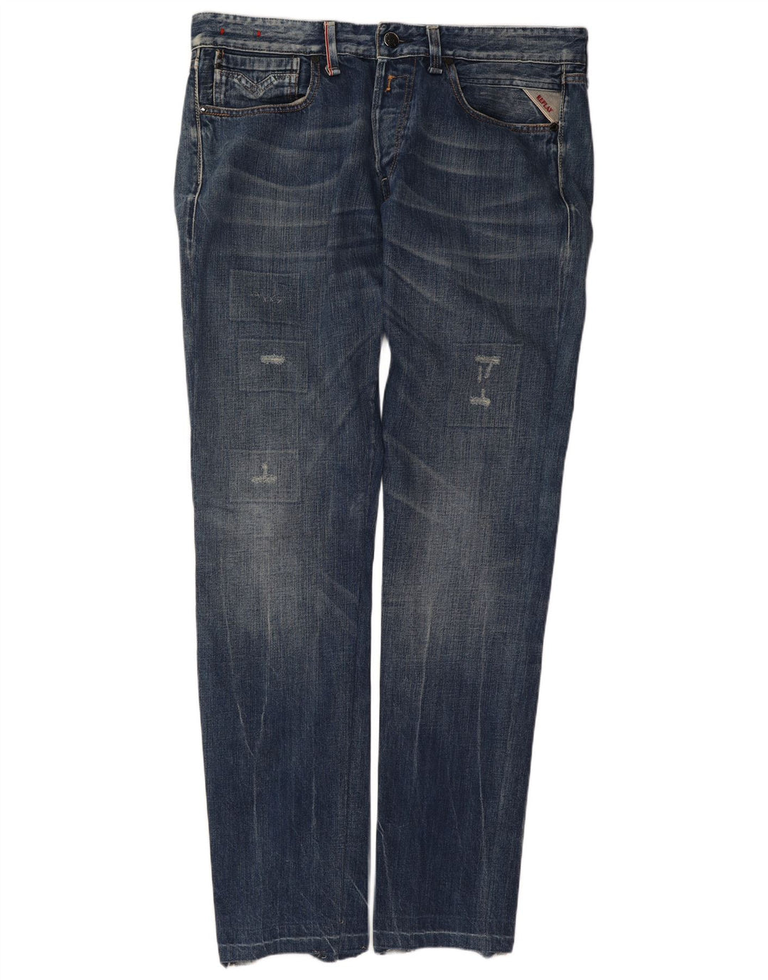 Replay Jeans slim invecchiati da uomo W34 L34 in cotone blu
