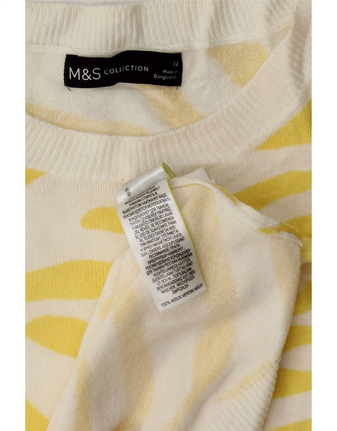 MARKS & SPENCER Womens Boat Neck Jumper Sweater UK 14 Large Yellow