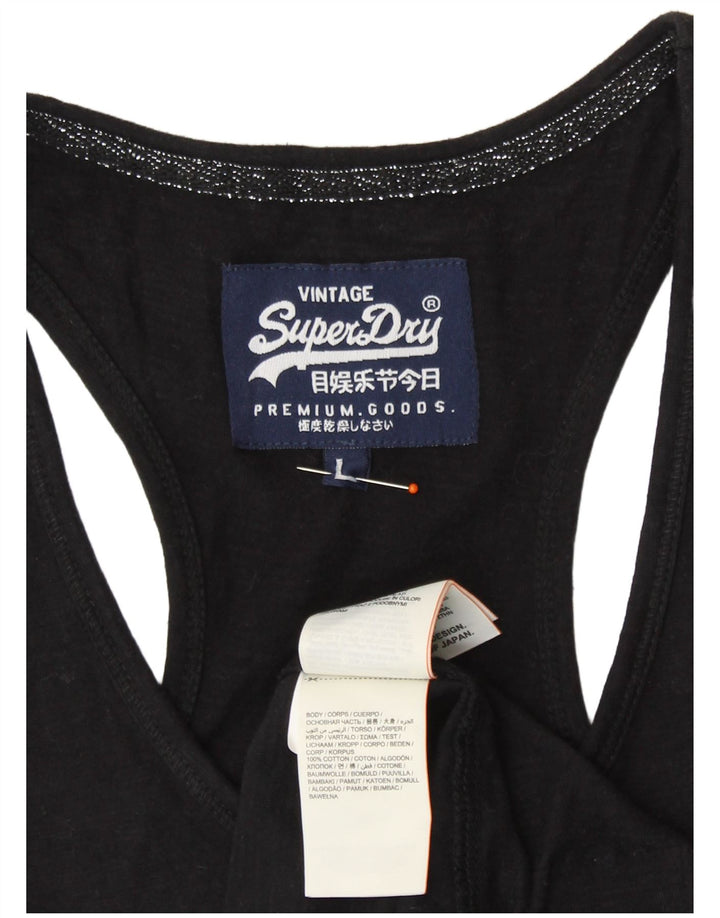 Canotta da donna Superdry UK 14 grande cotone nero