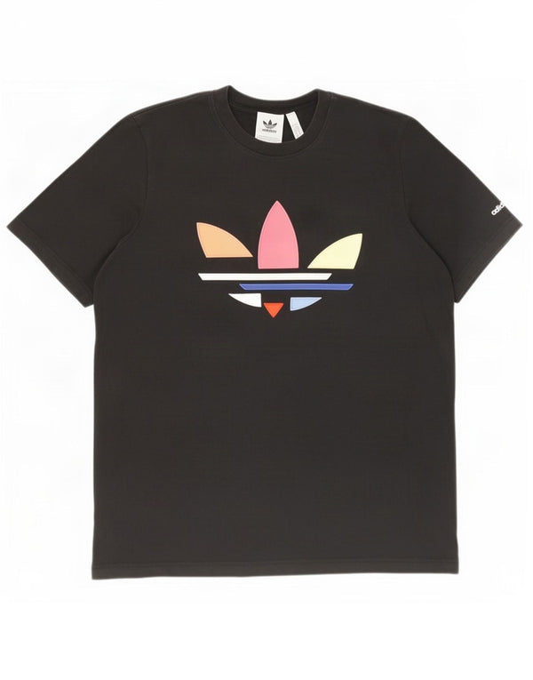 T-shirt grafica da uomo Adidas Top grande in cotone nero