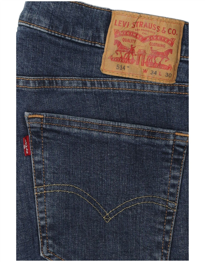 Jeans Levi's Uomo 514 Cropped W34 L24 Cotone Blu Navy