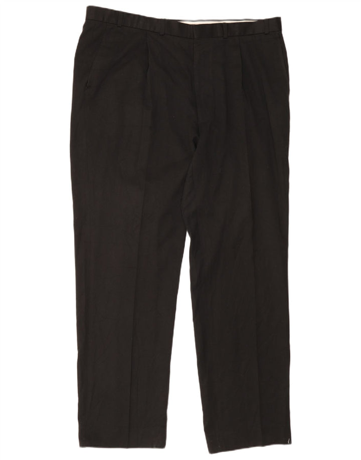 Pantaloni da abito con pegging da uomo Marks & Spencer W42 L33 viscosa nera