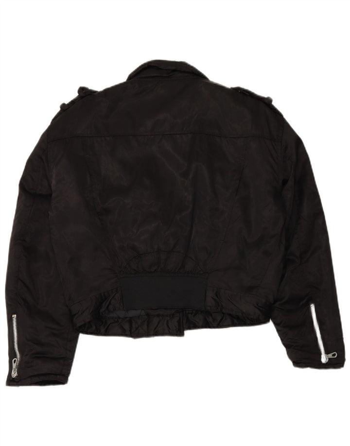 Giacca da motociclista oversize da donna WAMPUM UK 10 piccola in nylon nero