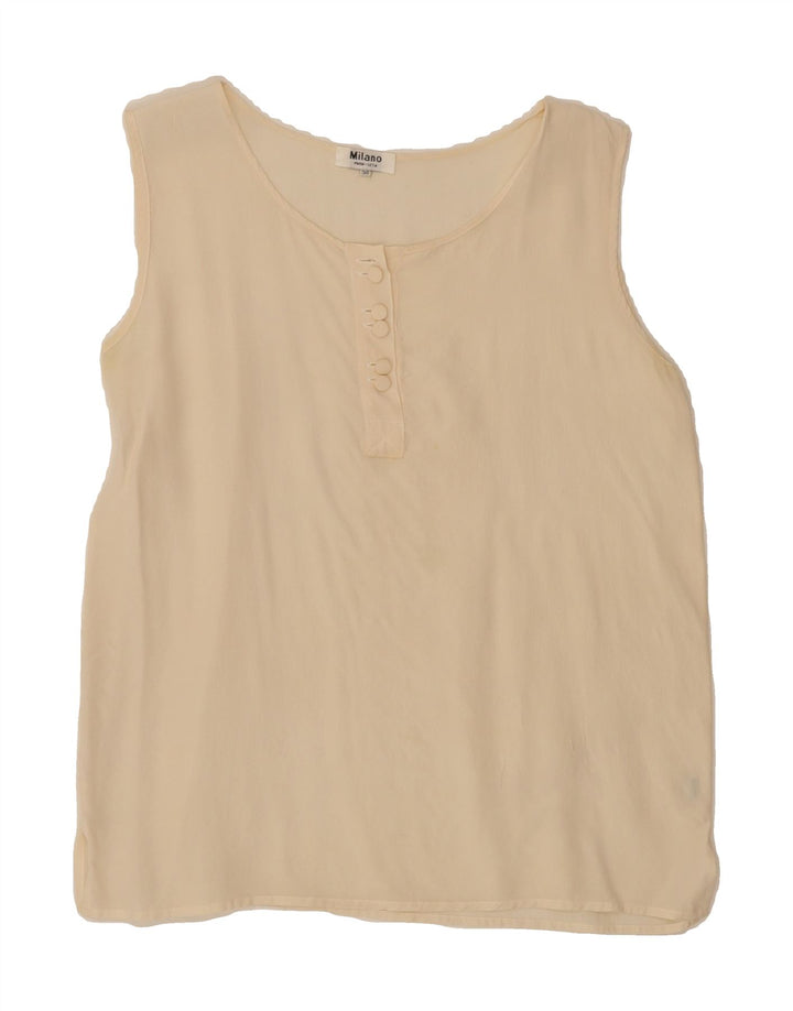 MILANO Womens Sleeveless Blouse Top IT 38 XS Beige Silk Vintage milano and Second-Hand milano from Messina Hembry 