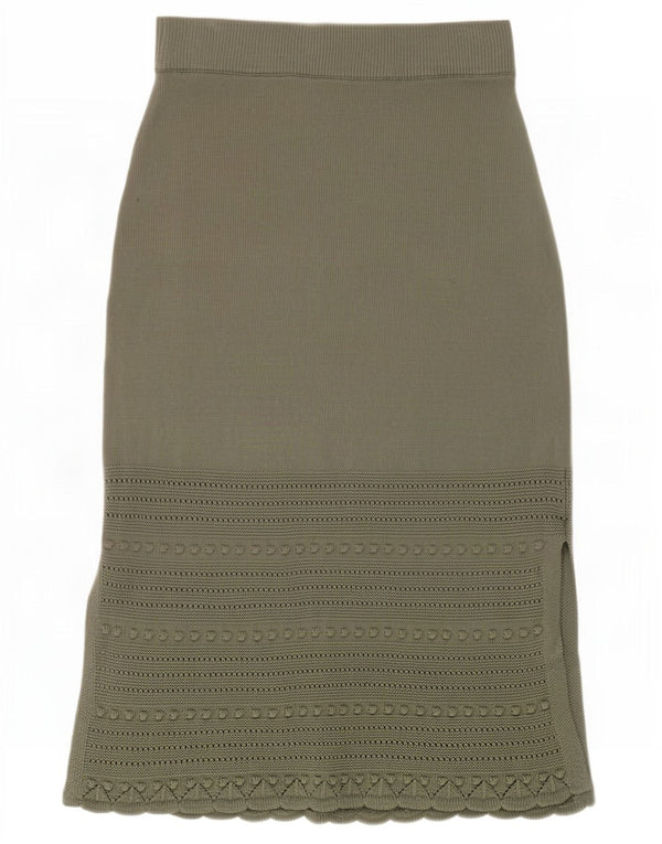 Gonna longuette in maglia da donna Boden UK 12 media W30 cotone verde