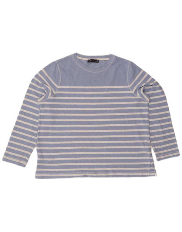 Marks & Spencer Top da donna a maniche lunghe UK 18 XL Cotone a righe blu