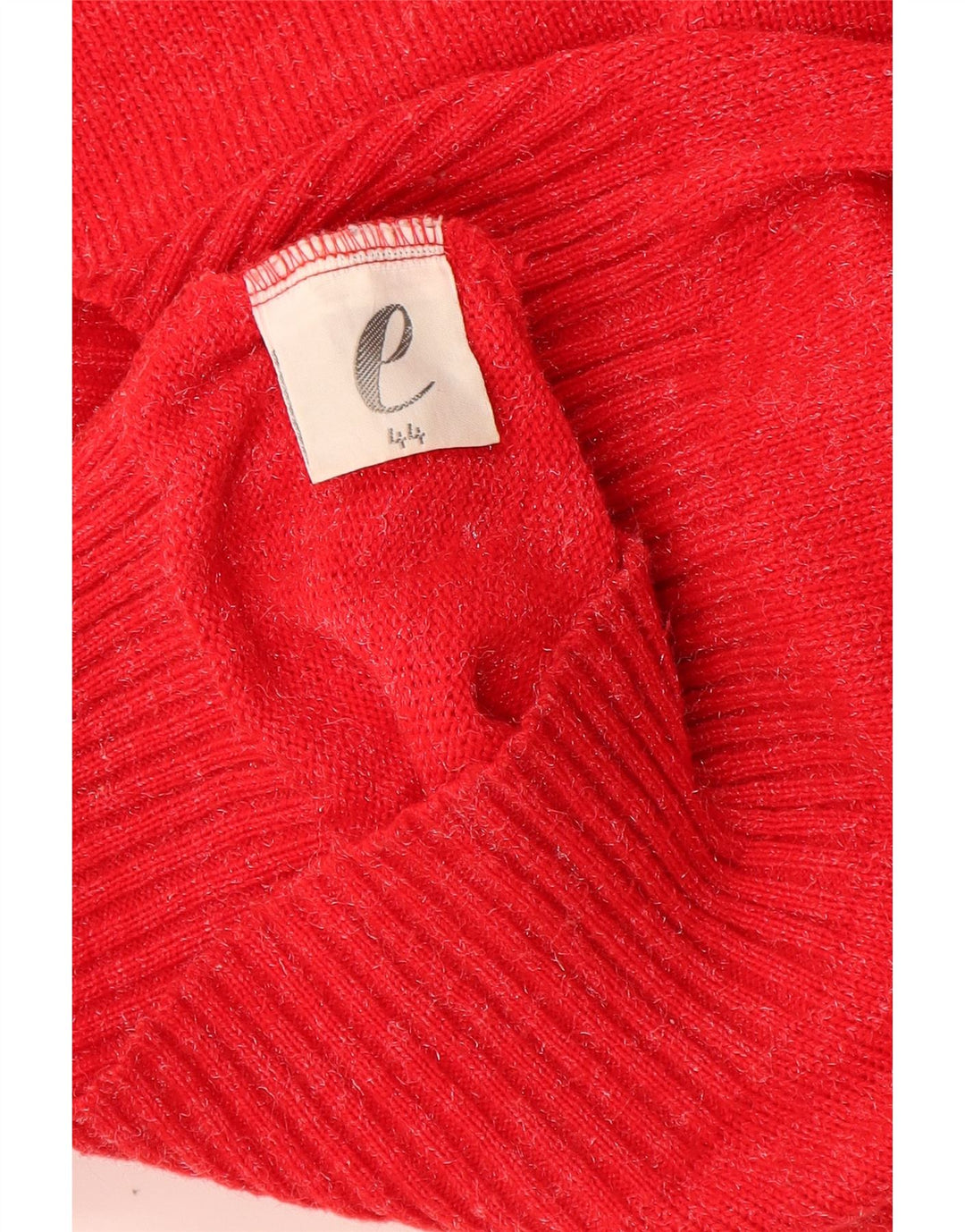 Maglione vintage da donna con scollo a barca IT 44 rosso medio chiazzato