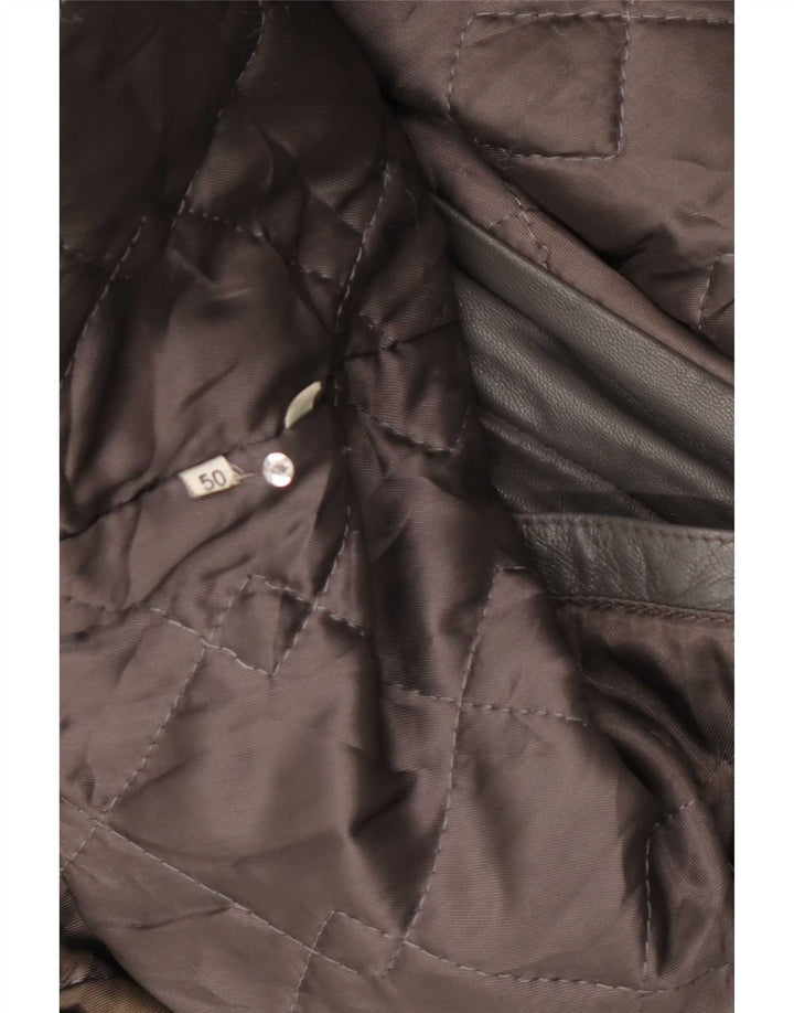 Giacca in pelle vintage da uomo IT 50 grande grigia