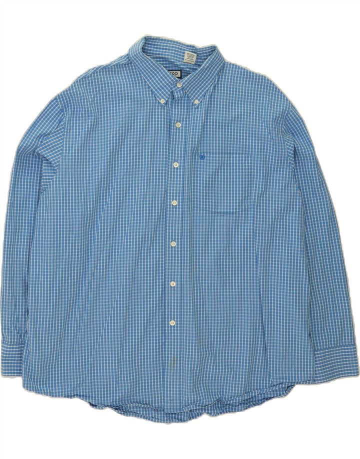 IZOD Mens Shirt 2XL Blue Check Cotton Vintage Izod and Second-Hand Izod from Messina Hembry 