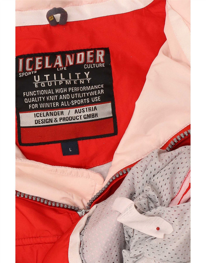 Giacca anorak con cappuccio vintage da uomo, taglia UK 40, grande, rossa, in poliammide